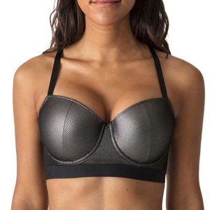 PRIMA DONNA | Women’s Multi-way Black & Silver Padded Longline Silver Bra 32E/DD